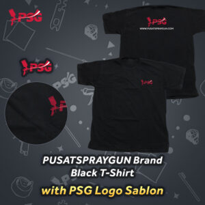 PUSATSPRAYGUN Brand Black T-Shirt with PSG Logo Sablon