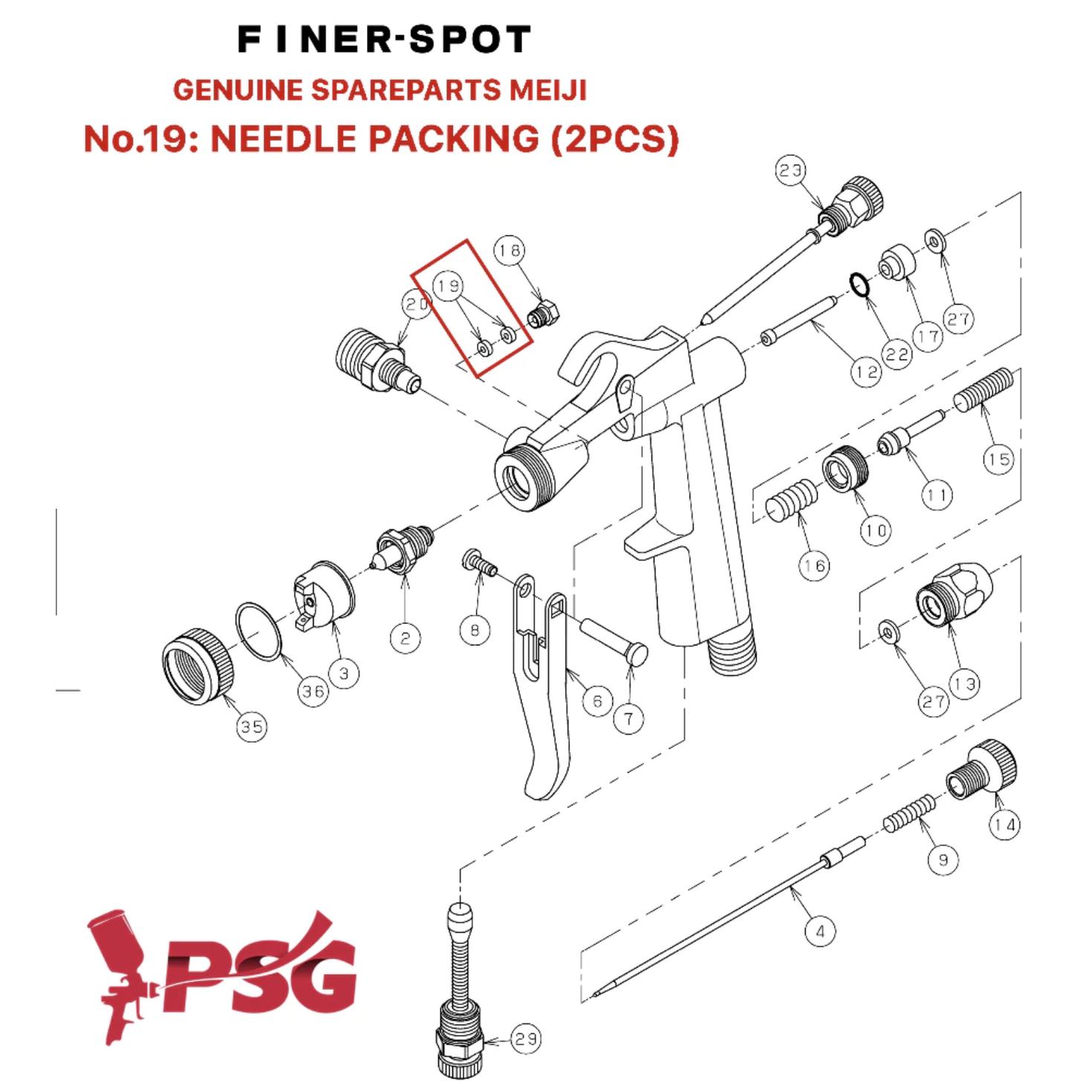 Meiji F55-G / Finer Spot Sparepart: No.19 - Needle Packing (407777) 2pcs - Image 3
