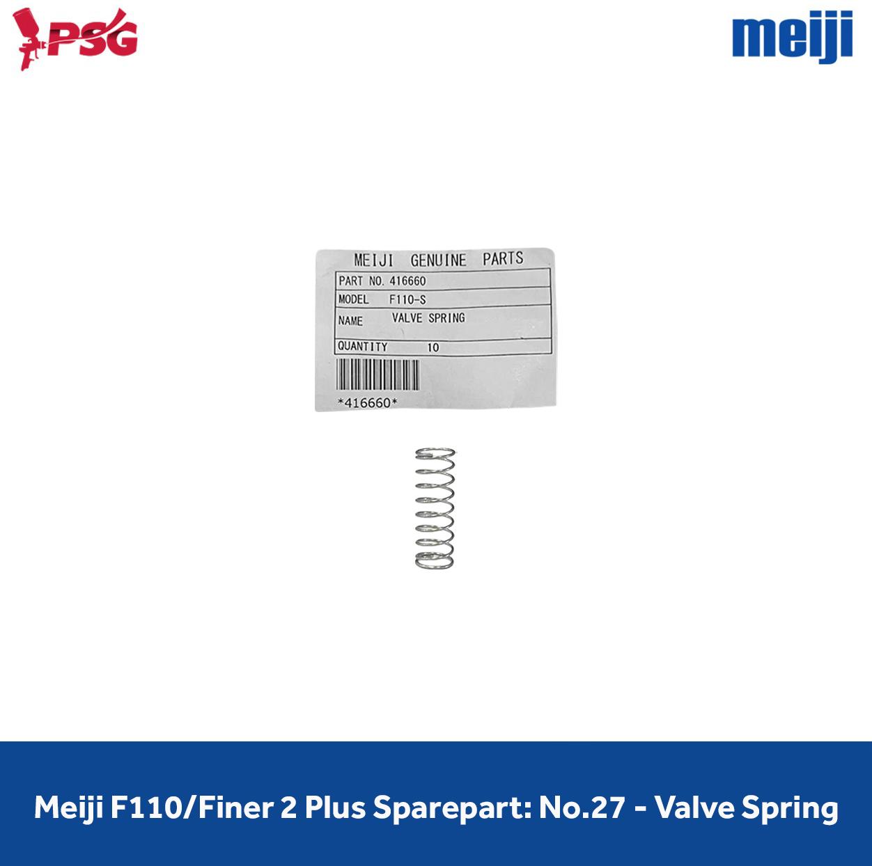 Meiji F110/Finer 2 Plus Spraygun Sparepart: No.27 - Valve Spring (416660)