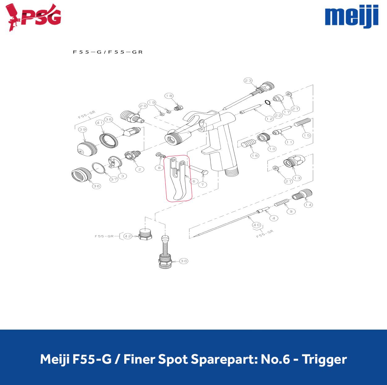 Meiji F55-G / Finer Spot Sparepart: No.6 - Trigger (419408) - Image 2