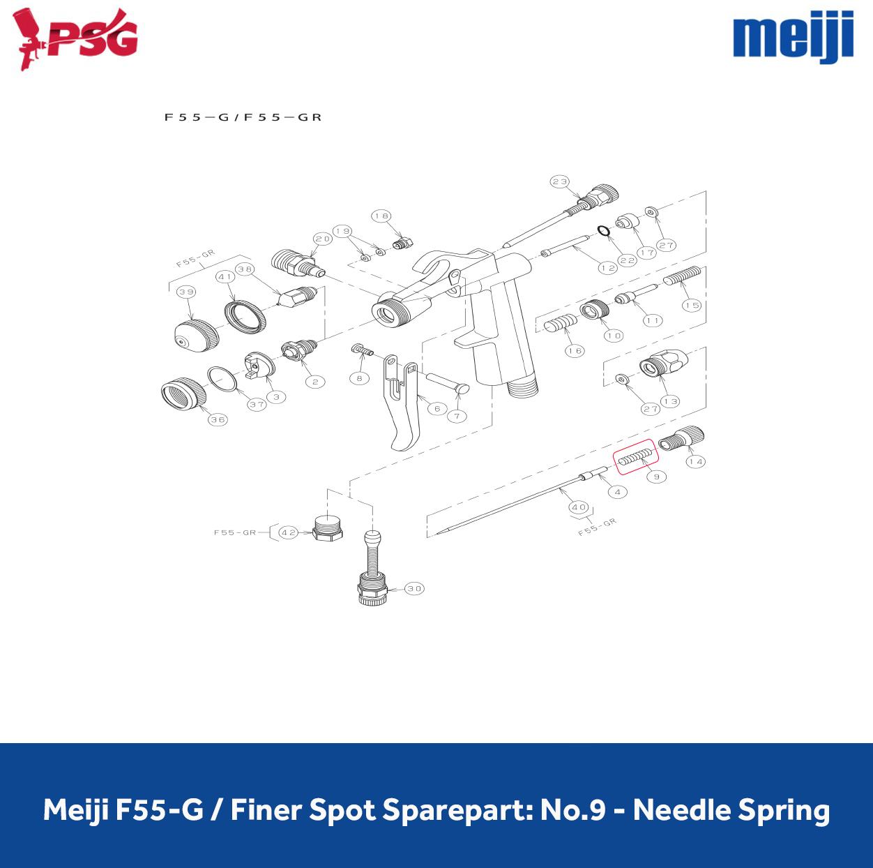 Meiji F55-G / Finer Spot Sparepart: No.9 - Needle Spring (419444) - Image 2