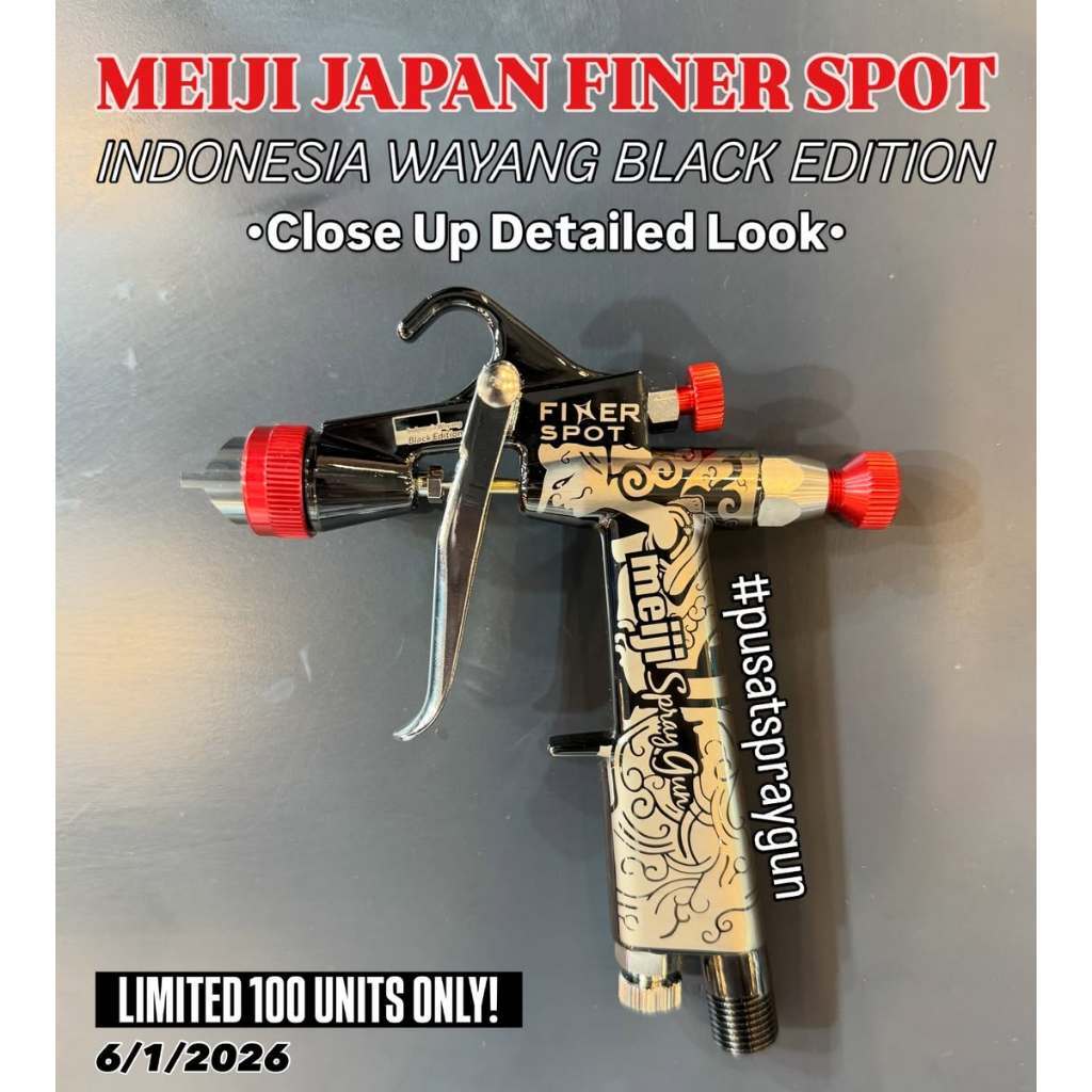 Meiji Finer Spot Spraygun - Indonesia Wayang Black Edition Special Limited 100pcs (Gun+Cup Set) - Image 2