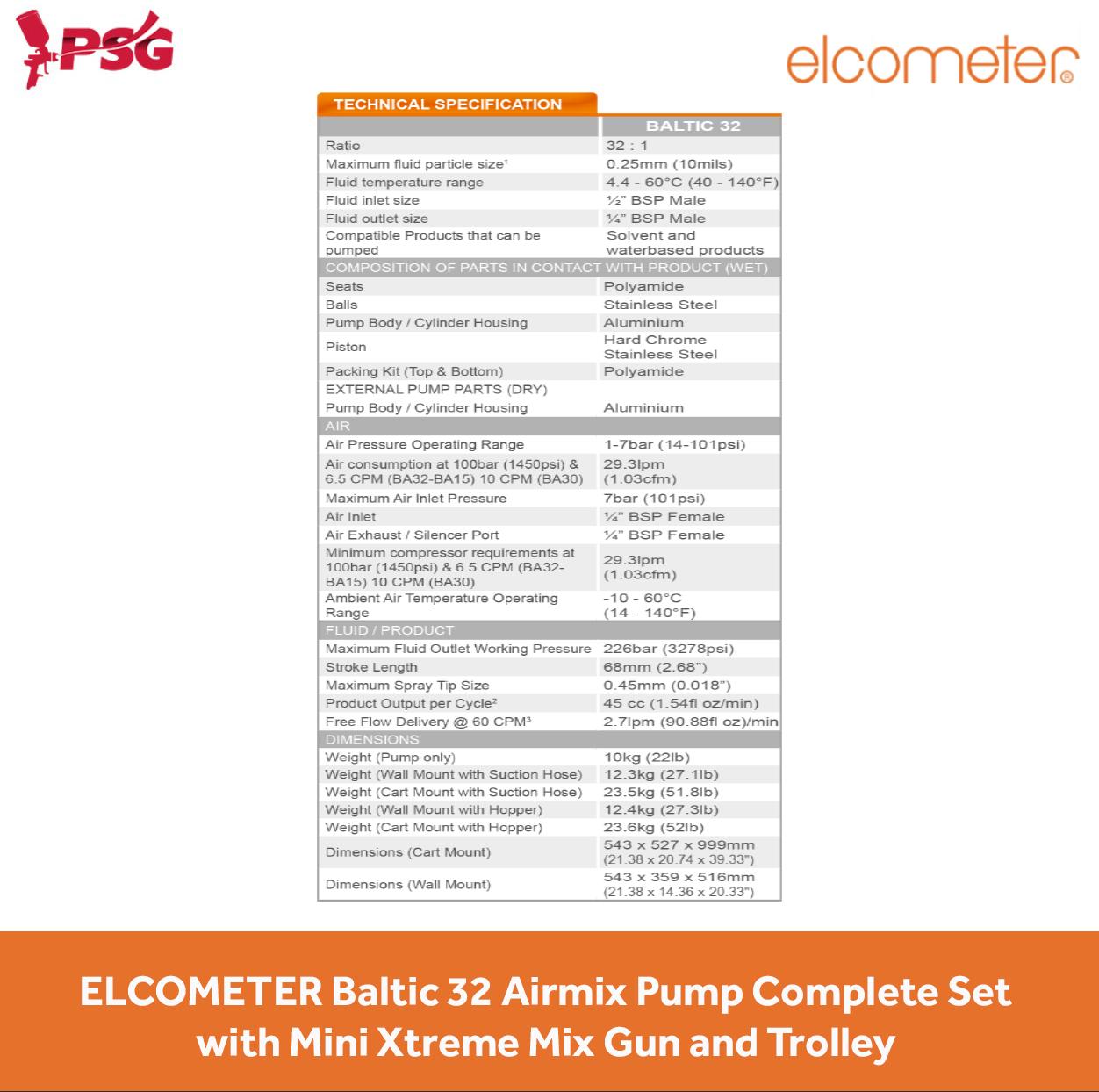 ELCOMETER Baltic 32 Airmix Pump Complete Set with Mini Xtreme Mix Gun and Trolley - Image 2